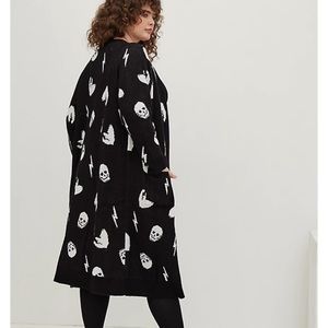 NWT TORRID RAGLAN DUSTER CARDIGAN - LOVESICK SKULL BOLT
